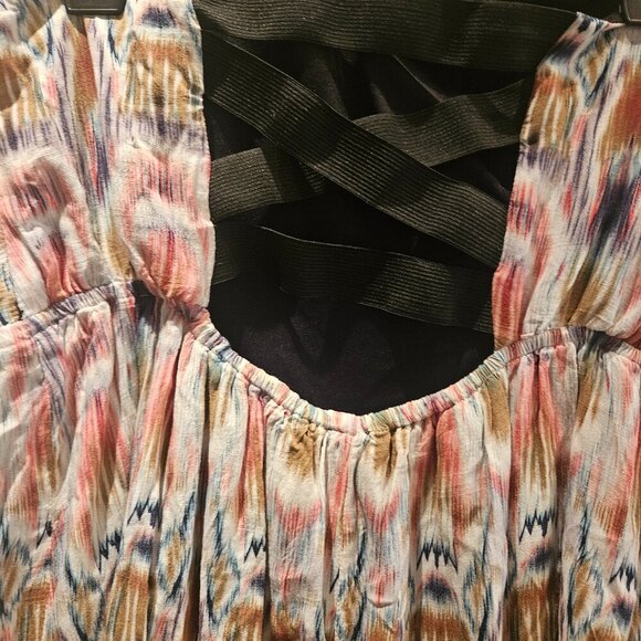 Charlotte Russe Aztec western Y2K Padded Boho mini hi low Cowgirl dress L - Picture 7 of 10